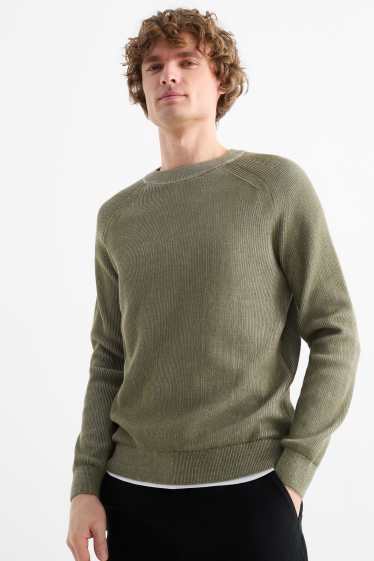 Men - Jumper - ribbed - green