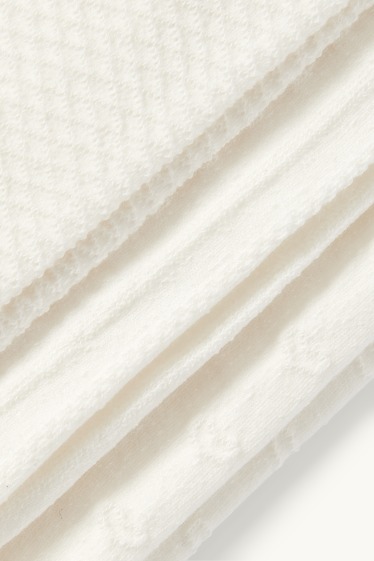 Bébés filles - Lot de 3 - collants bébé - texturés - blanc crème