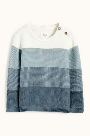 Baby Jungen - Baby-Pullover - gestreift - türkis