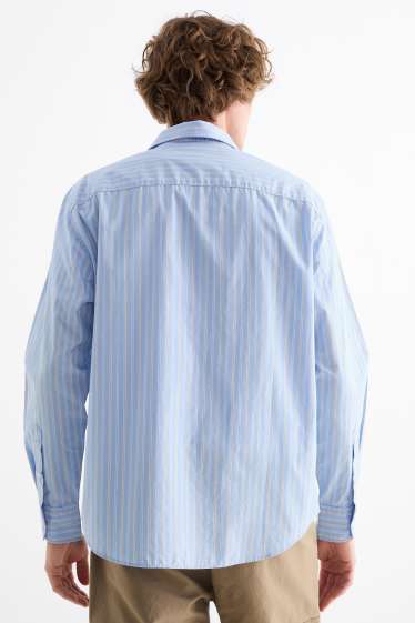 Herren - Hemd - Loose Fit - Kent - gestreift - hellblau