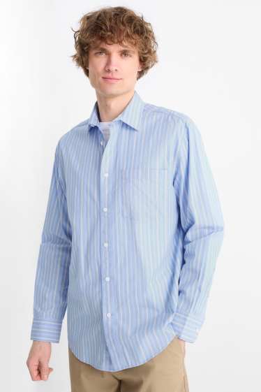 Herren - Hemd - Loose Fit - Kent - gestreift - hellblau