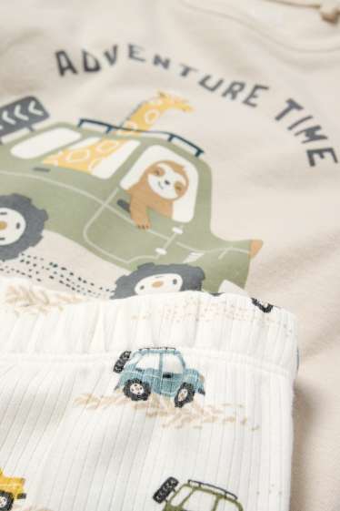 Baby Boys - Wild animals and car - baby pyjamas - 2 piece - beige