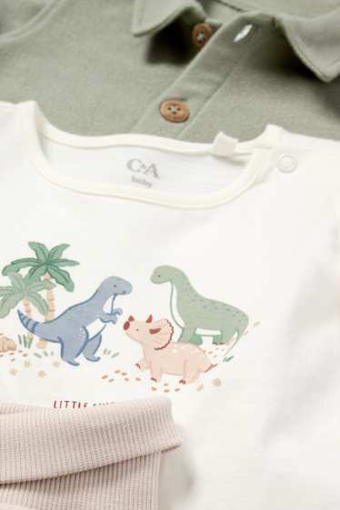 Baby Jungen - Dino - Baby-Outfit - 3 teilig - weiss