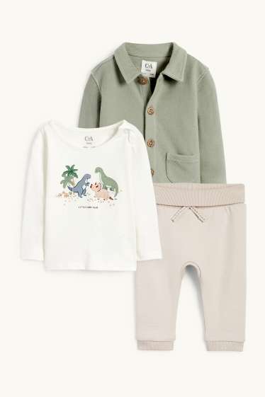 Baby Jungen - Dino - Baby-Outfit - 3 teilig - weiss