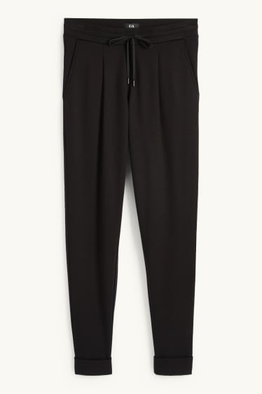 Donna - Pantaloni di jersey - vita media - tapered fit - nero
