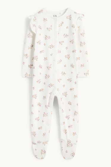 Bebés niñas - Florecitas - pijama para bebé - blanco