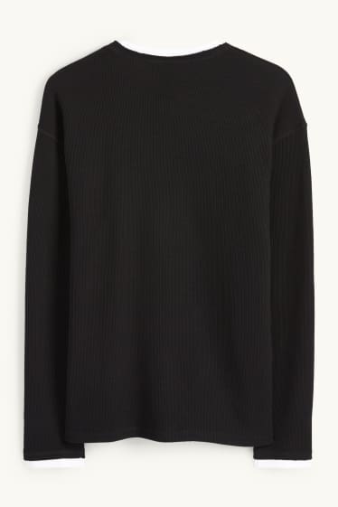 Men - Sweatshirt - 2-in-1 look - black