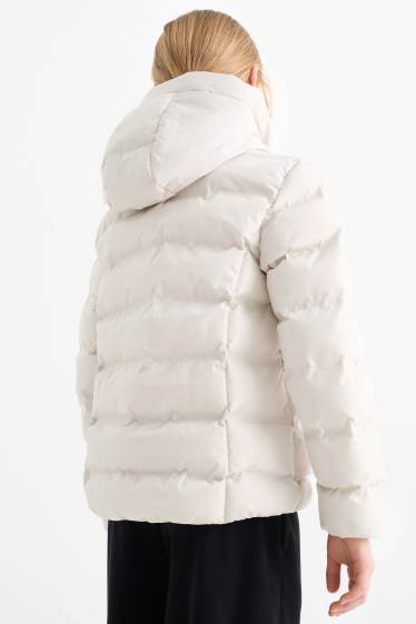 Kinder Mädchen - Steppjacke mit Kapuze - wasserabweisend - hellbeige