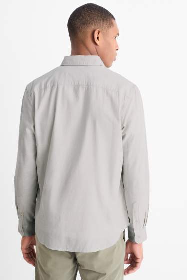 Pánské - Košile - regular fit - button-down - světle šedá