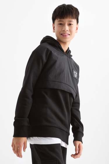 Dzieci chłopcy - Bluza z kapturem - czarny