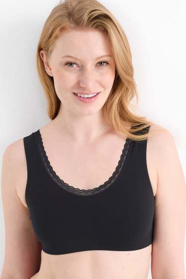 Dámské - Sportovní podprsenka - bezešvá - černá