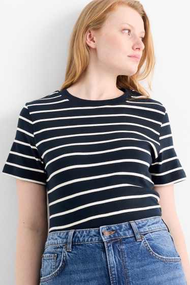 Femmes - T-shirt - à rayures - noir