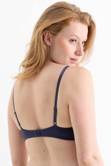 Donna - Confezione da 2 - reggiseno con ferretti - DEMI - imbottito - blu scuro / bianco