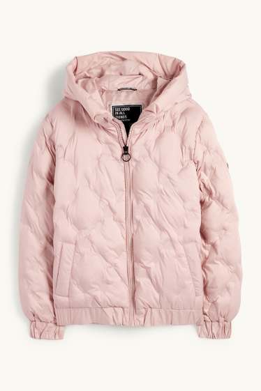 Kinder Mädchen - Steppjacke mit Kapuze - rosa