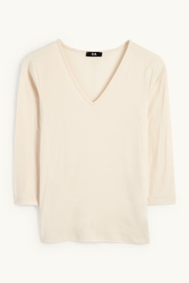 Damen - Langarmshirt - hellbeige