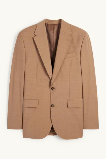 Hommes - Veste de costume - regular fit - Flex - laine vierge mélangée - marron