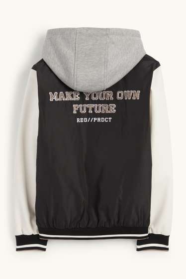 Kinder Jungen - Collegejacke mit Kapuze - schwarz