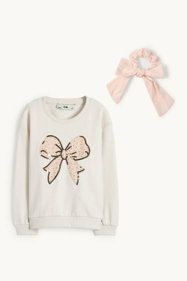 Nena - Llaç - conjunt - dessuadora i pantalons de lligacues scrunchie - 2 peces - blanc trencat