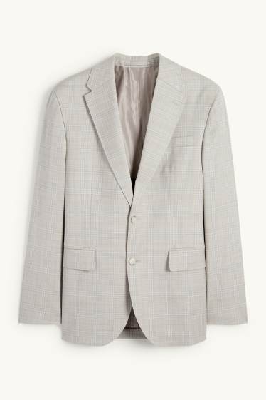 Home - Americana combinable de llana verge - regular fit - de quadres - gris