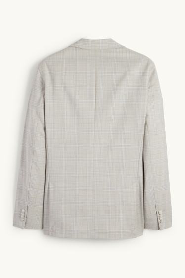 Home - Americana combinable de llana verge - regular fit - de quadres - gris