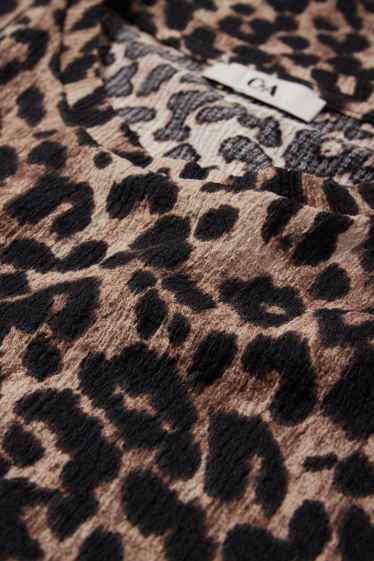 Damen - T-Shirt - Leo-Print - strukturiert - schwarz / beige
