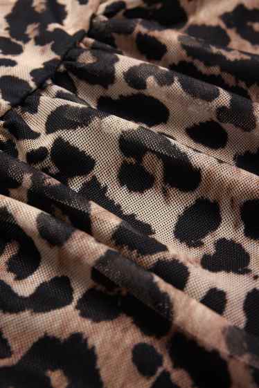 Dona - Vestit de malla - estampat de lleopard - negre/beix