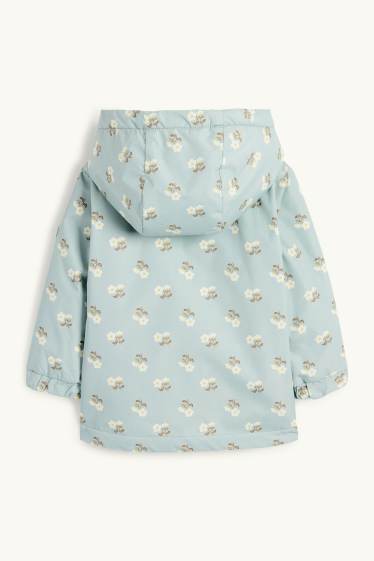 Baby: meisjes - Babyjas met capuchon - waterafstotend - gebloemd - mintgroen