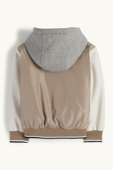 Copii - Băieți - Jachetă tip college, cu glugă - bej