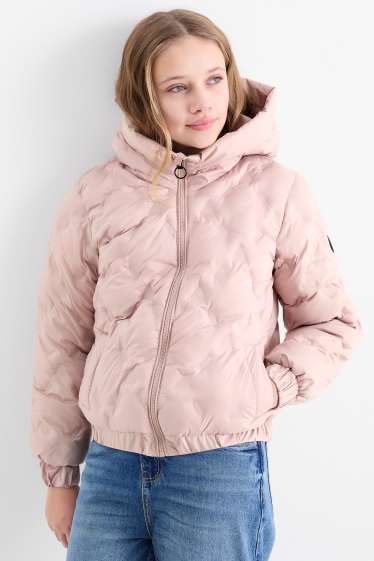 Kinder Mädchen - Steppjacke mit Kapuze - rosa
