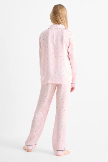 Children Girls - Satin pyjamas - polka dot - rose