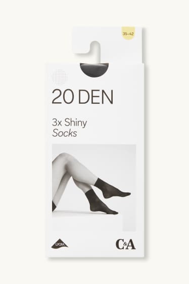 Dames - Set van 3 paar - pantysokjes - LYCRA® - 20 DEN - zwart