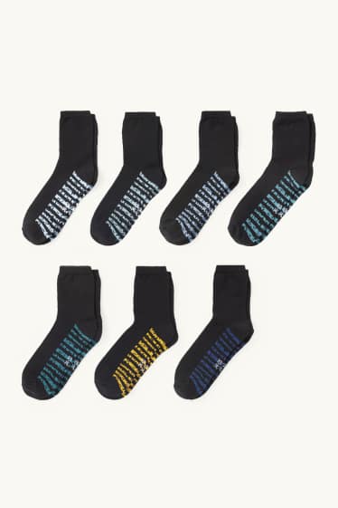 Kinder Buben - Multipack 7er - Socken - gemustert - schwarz
