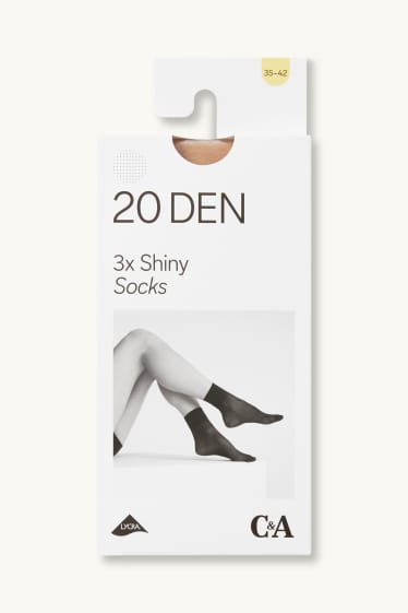 Femmes - Lot de 3 paires - chaussinettes fines - LYCRA® - 20 DEN - beige