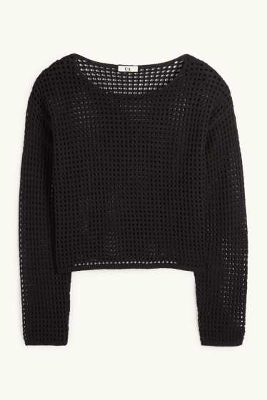 Damen - Crop Pullover - schwarz