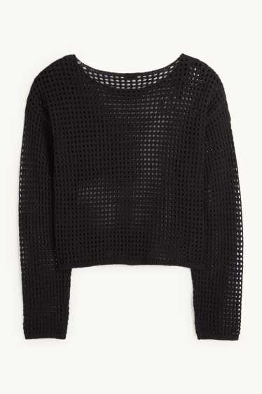 Damen - Crop Pullover - schwarz