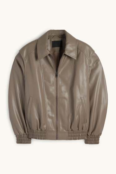 Damen - Blouson - Lederimitat - hellbraun