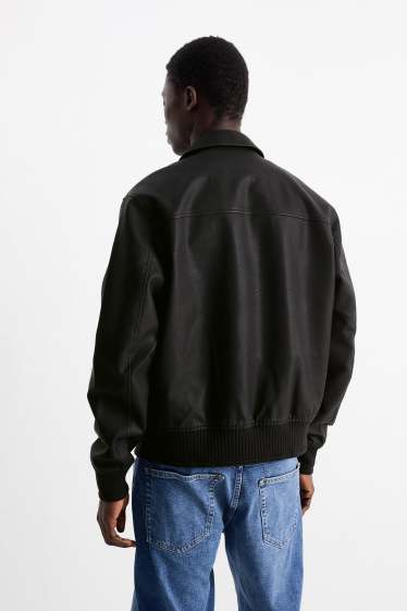 Home - Caçadora biker - pell sintètica - negre