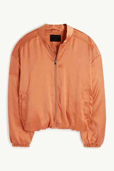 Dames - Satijnen blouson - oranje