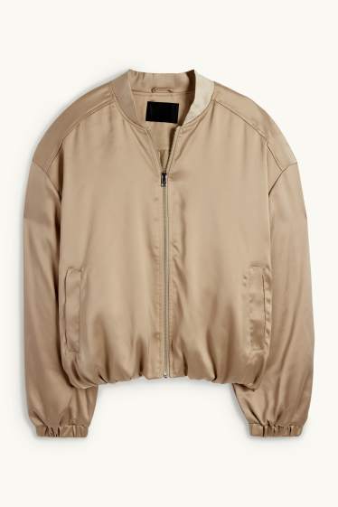 Women - Satin bomber jacket - gold