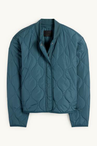 Dámské - Prošívaná bunda - z vodoodpudivého materiálu - tyrkysová