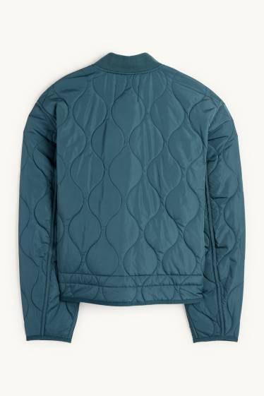 Dámské - Prošívaná bunda - z vodoodpudivého materiálu - tyrkysová