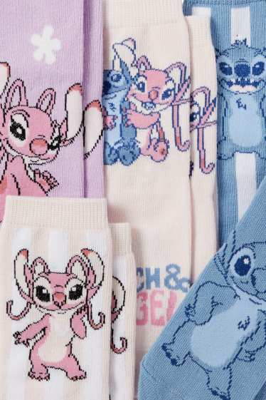 Enfants filles - Lot de 5 paires - Lilo & Stitch - chaussettes à motif - bleu