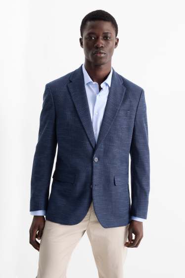 Hommes - Veste - regular fit - Flex - texturé - bleu foncé