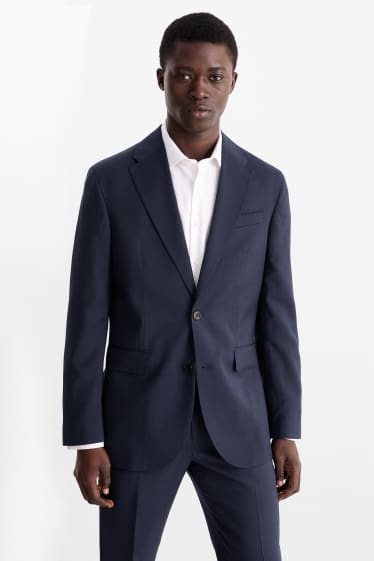 Hommes - Veste de costume en laine vierge - regular fit - bleu foncé