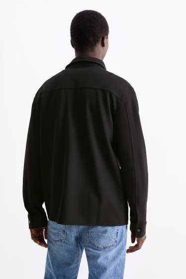 Hommes - Veste-chemise - relaxed fit - col kent - texturée - noir