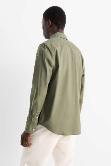 Hommes - Chemise - regular fit - col button-down - vert
