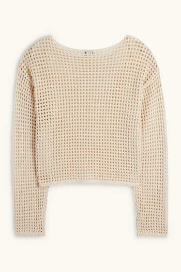 Femei - Pulover crop - bej deschis
