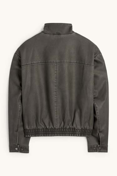 Men - Bomber jacket - faux leather - gray