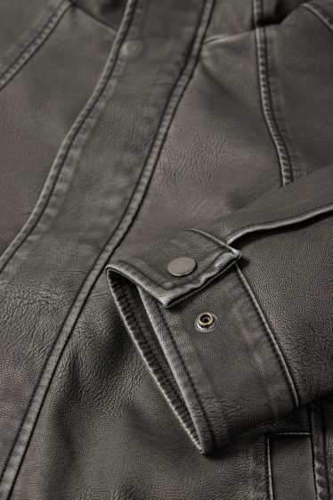 Men - Bomber jacket - faux leather - gray