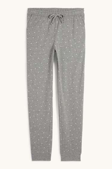 Women - Pyjama bottoms - polka dot - gray